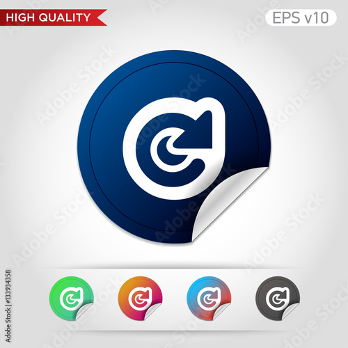 Colored icon or button of refresh symbol with background