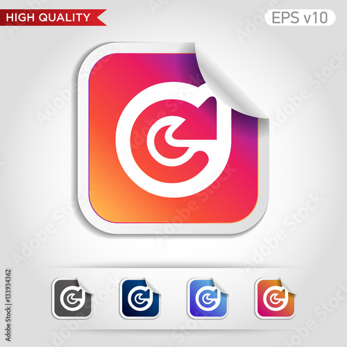 Colored icon or button of refresh symbol with background