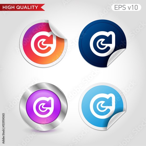 Colored icon or button of refresh symbol with background