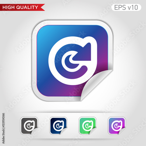 Colored icon or button of refresh symbol with background