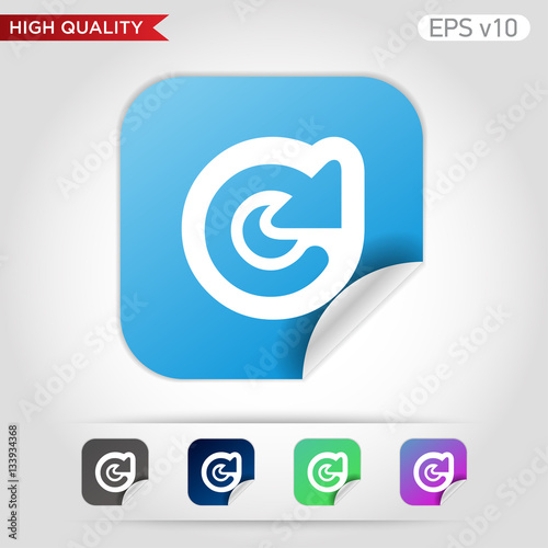 Colored icon or button of refresh symbol with background