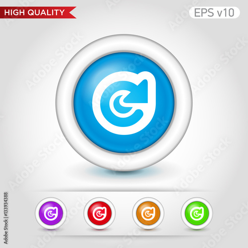 Colored icon or button of refresh symbol with background