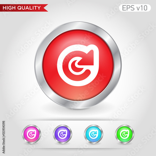 Colored icon or button of refresh symbol with background