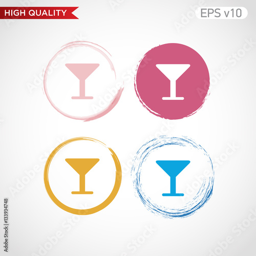 Colored icon or button of alcohol glass symbol with background © samoilenkomv