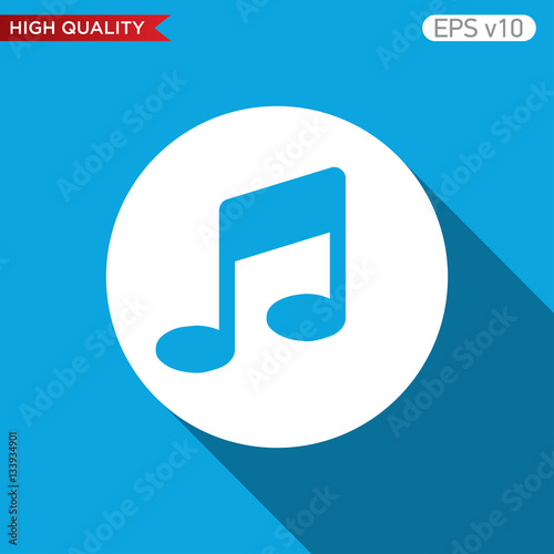 Colored icon or button of music symbol with background
