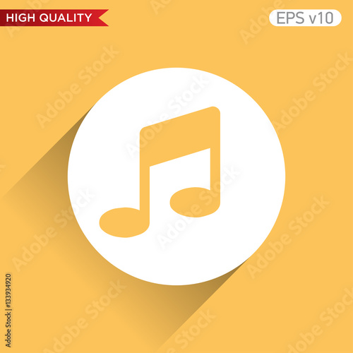 Colored icon or button of music symbol with background