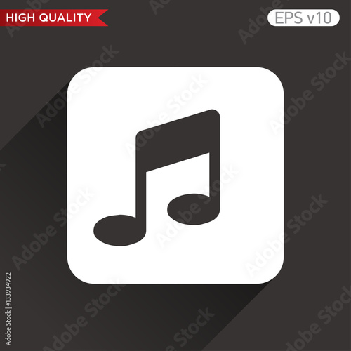 Colored icon or button of music symbol with background