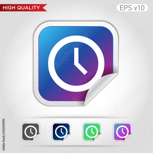 Colored icon or button of clock symbol with background