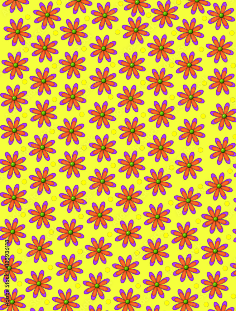 Orange daisies and dots Orange daisies and dots