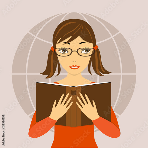 pretty girl with books in the hend photo