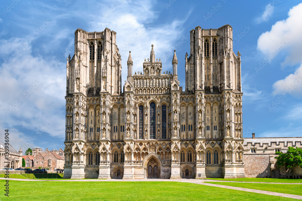 West front of Wells Cathedral - obrazy, fototapety, plakaty 