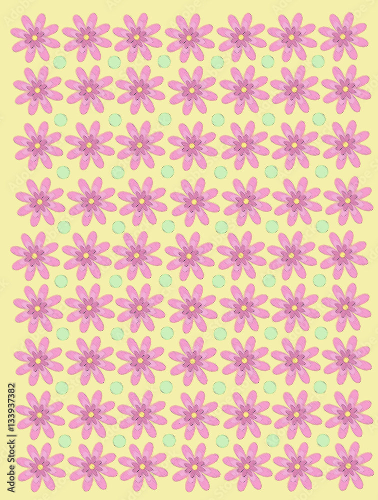 Yellow With Pink Daisies