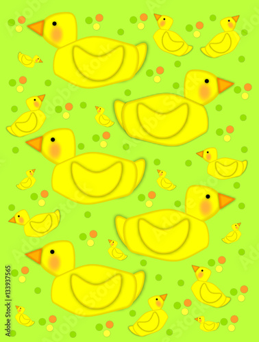 Bathtime duck on green
