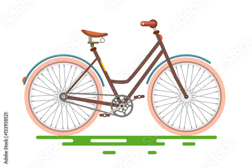 Retro Bicycle. Bike Isolated on White Background.