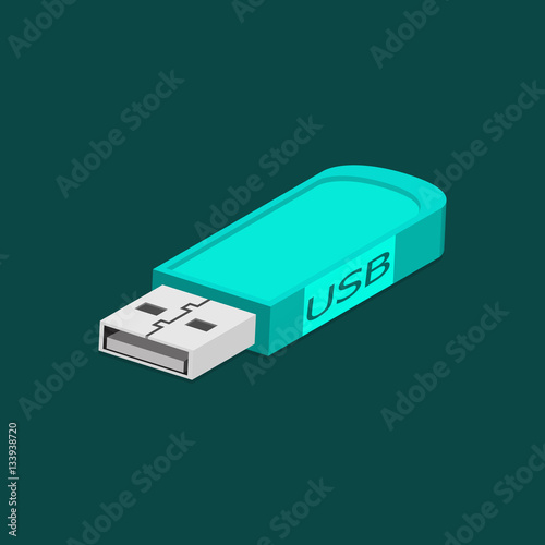 3D USB Flash Drive. Abstract flash drive. Vector illustration.