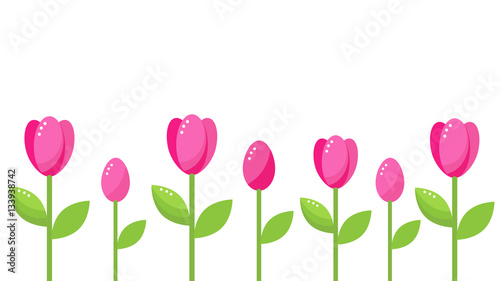 vector card template with pink tulip flowers