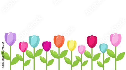 vector card template with bright tulip flowers