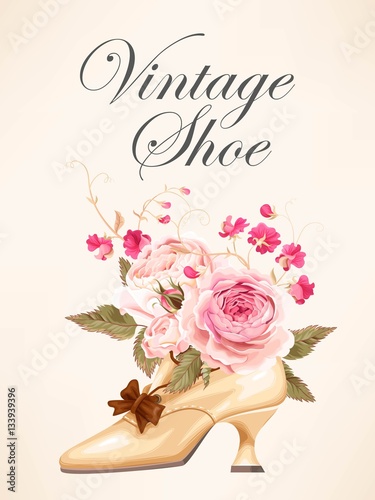 Vintage shoe with roses