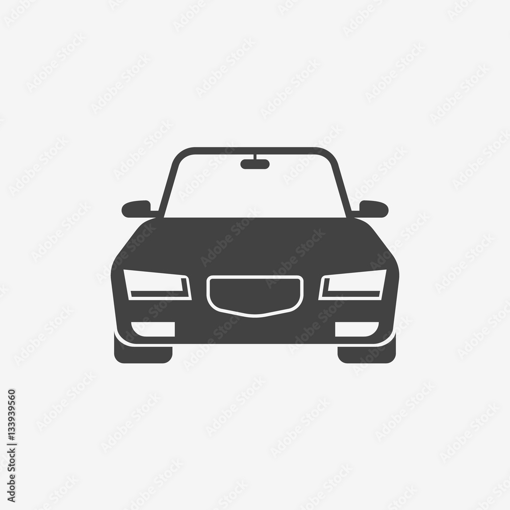 Car monochrome icon. Front view. Automobile vector illustration.