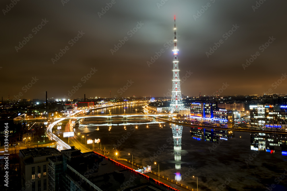 The view from the height on the Neva river and television tower The view from the height on the Neva river and television tower