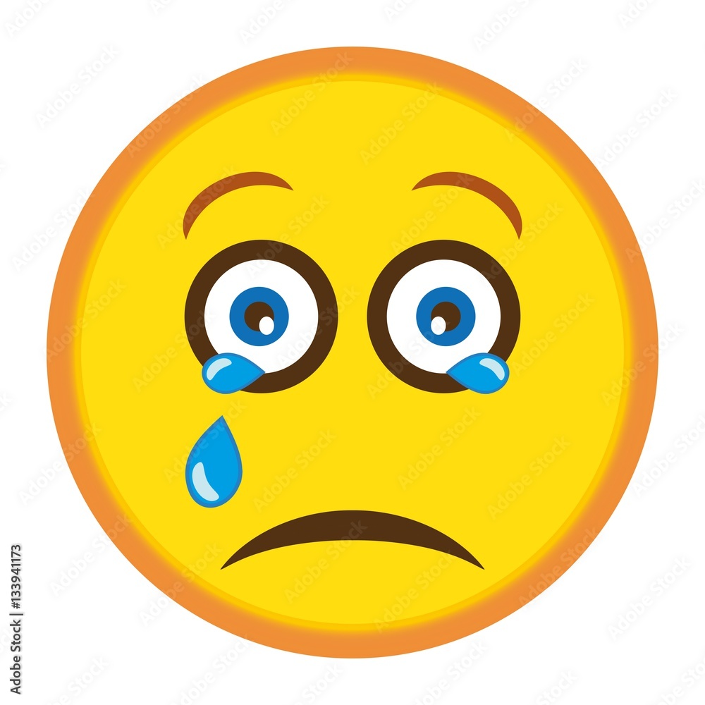 Crying emoji, smiley with tears illustration vector