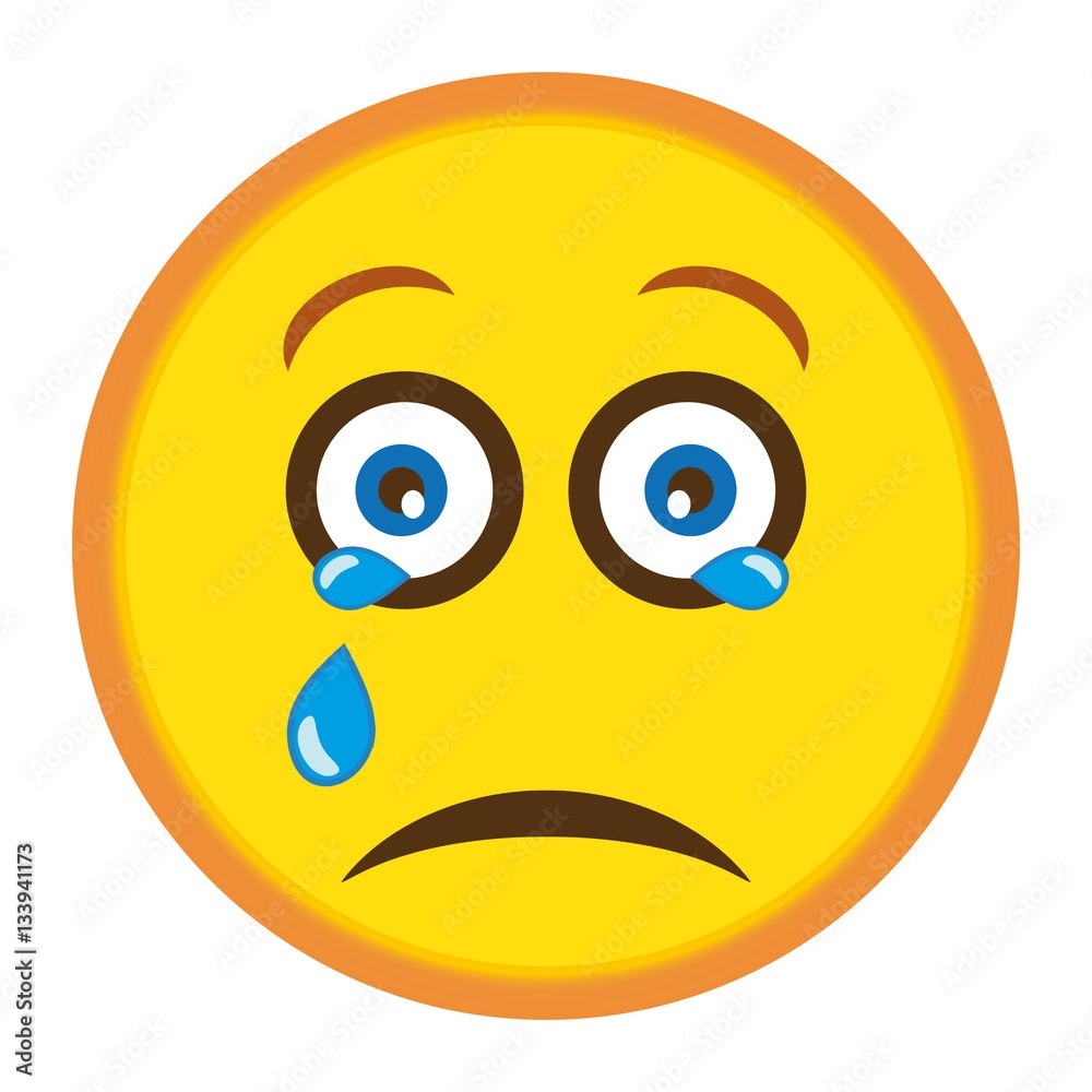 Crying emoji, smiley with tears illustration vector Crying emoji, smiley with tears illustration vector