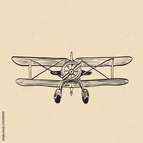 Small plane vector drawing isolated on white background