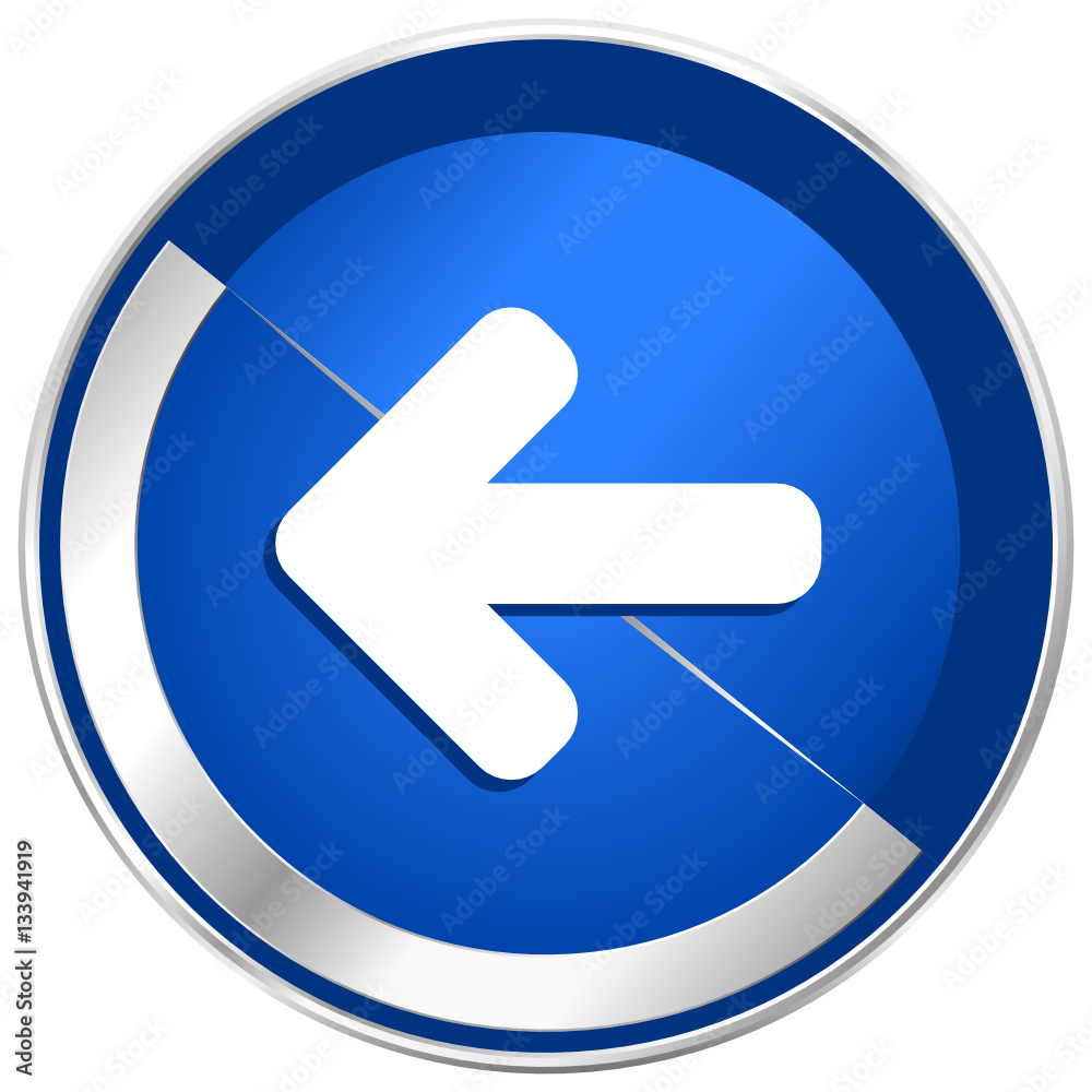 Left arrow silver metallic web and mobile phone vector icon. Left arrow silver metallic web and mobile phone vector icon.