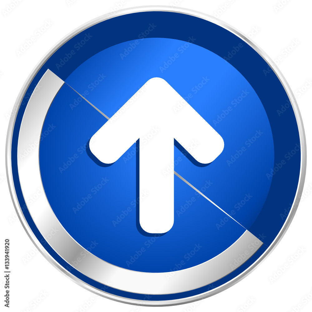 Up arrow silver metallic web and mobile phone vector icon. Up arrow silver metallic web and mobile phone vector icon.