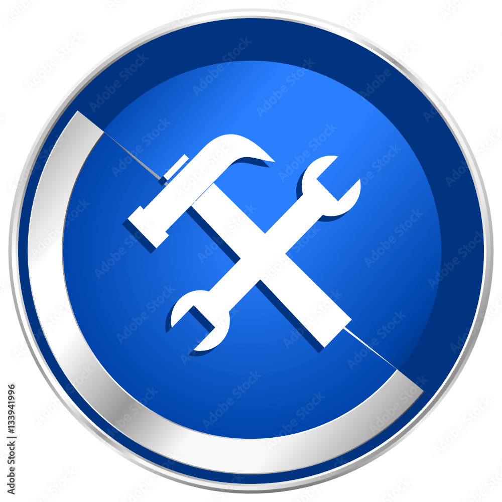 Tool silver metallic web and mobile phone vector icon. Tool silver metallic web and mobile phone vector icon.