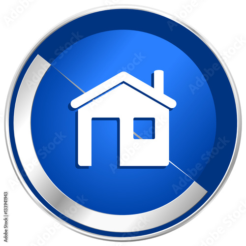 House silver metallic web and mobile phone vector icon.