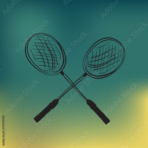 vector, two tenis rackets and ball, sketch