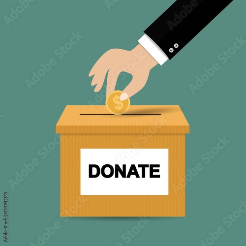Donation box icon with golden coin