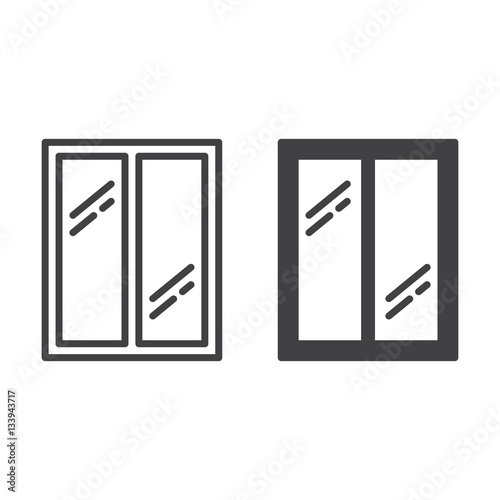 Glass window line icon, outline and filled vector sign, linear and full pictogram isolated on white. Symbol, logo illustration