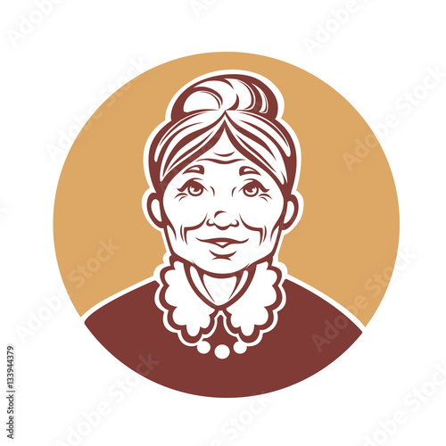 vector portrait of lovely grandmother
