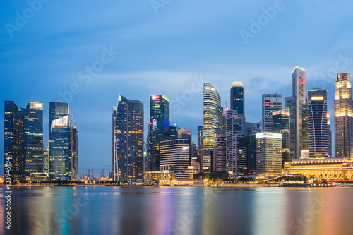 Singapore skyline cityscape at twilight at Marina Bay