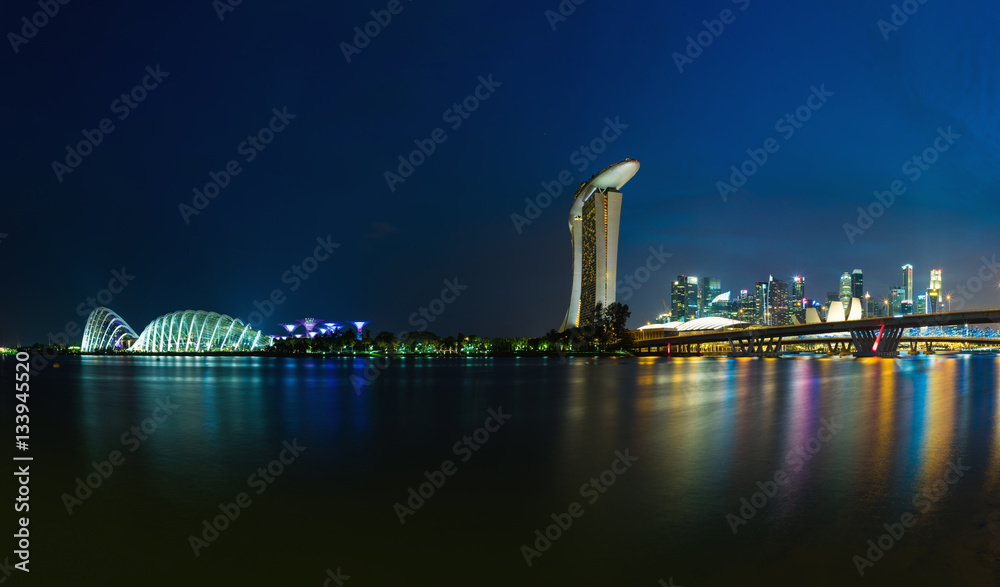 Singapore skyline cityscape at twilight at Marina Bay