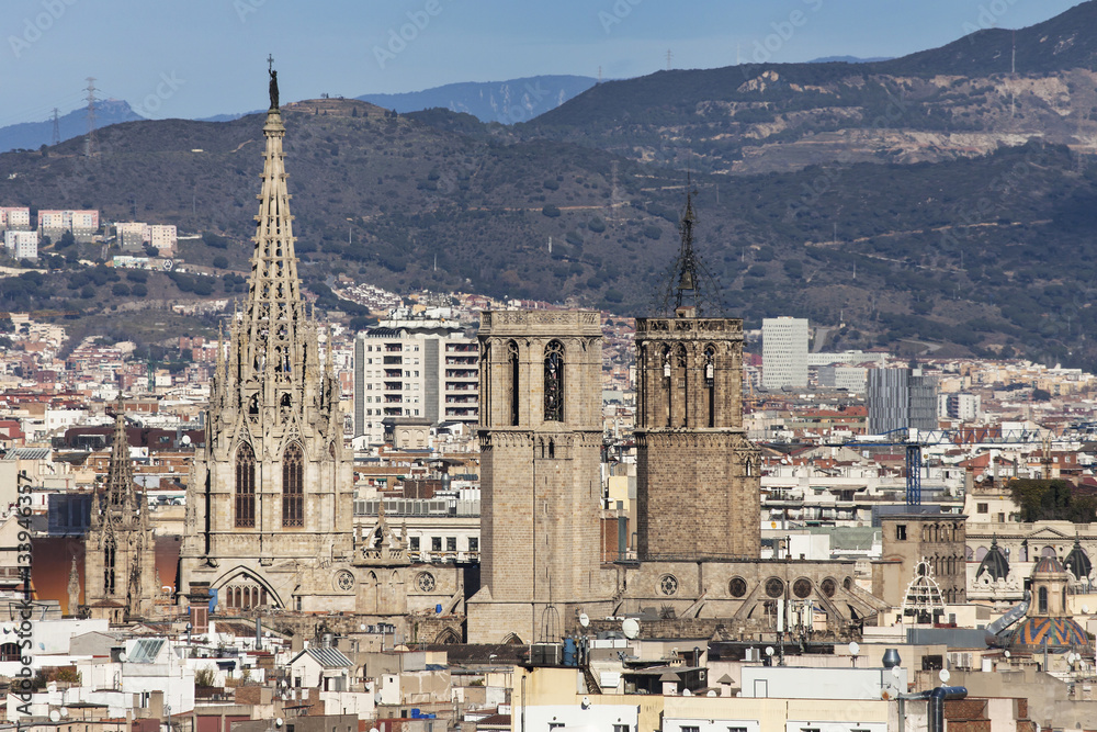 Barcelona Cathedral from Montjuic