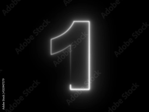 Number 1 one - animated light outline on black background