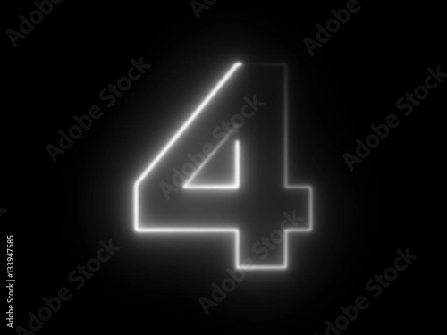 Number 4 four - animated light outline on black background
