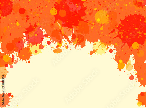 Orange watercolor paint splashes frame