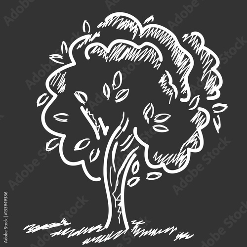 Chalk drawing vector Tree