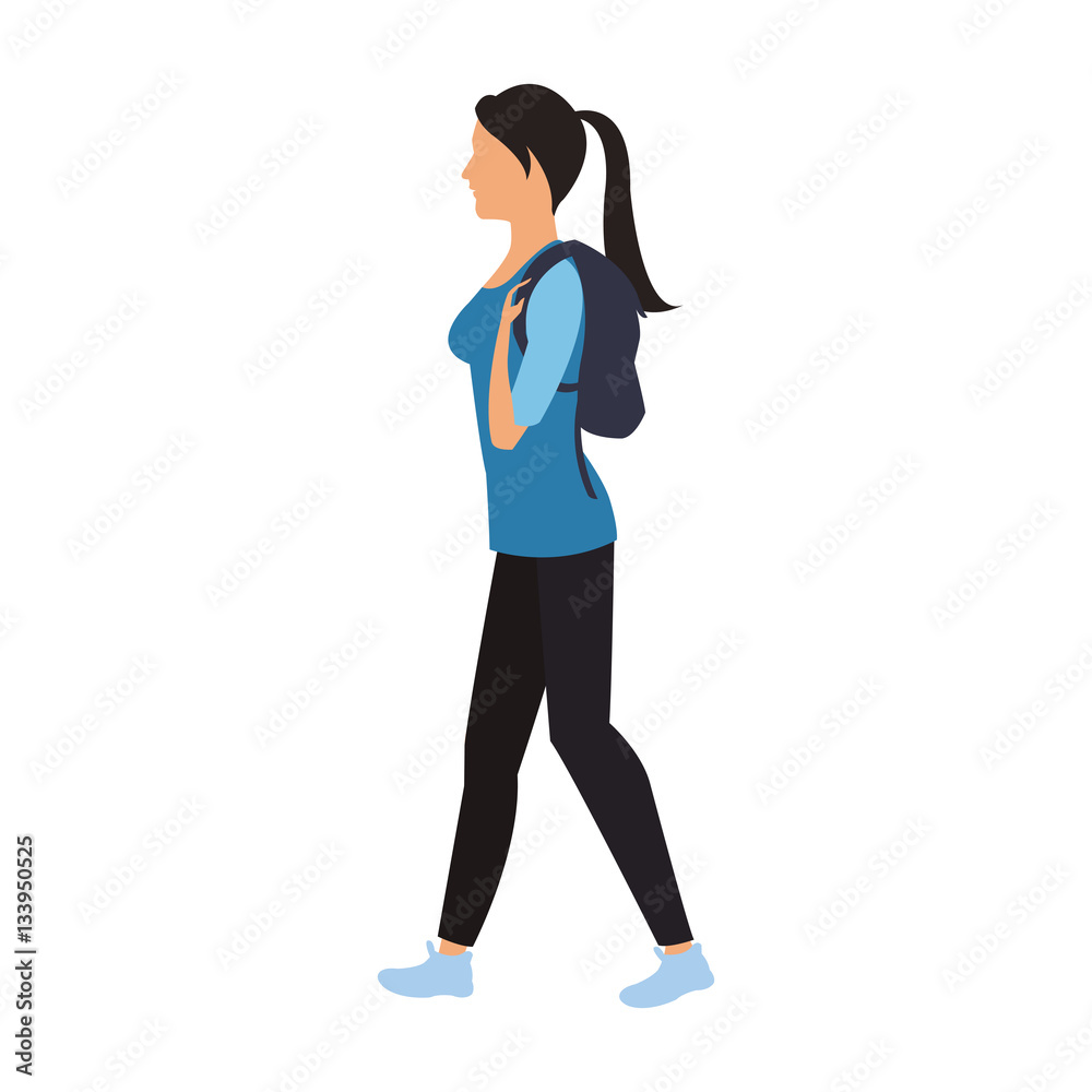 woman walking cartoon icon over white background. colorful design. vector illustration woman walking cartoon icon over white background. colorful design. vector illustration