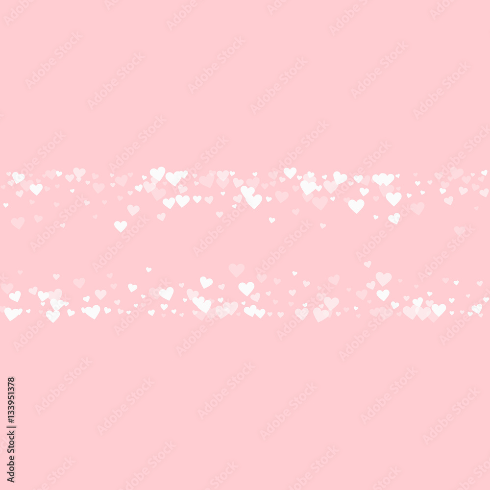 White hearts confetti. Chaotic shape on pale_pink valentine background. Vector illustration. White hearts confetti. Chaotic shape on pale_pink valentine background. Vector illustration.