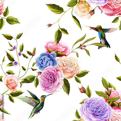 w-recznie-malowane-kwiaty-rozy-i-piwonii-na-bialym-tle-z-kolibrem