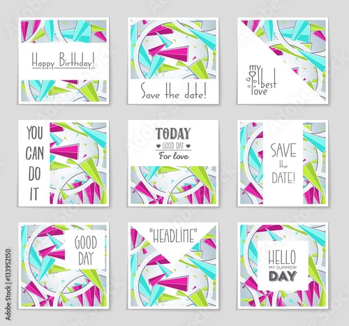 Abstract vector layout background set. For art template design, list, page, mockup brochure theme style, banner, idea, cover, booklet, print, flyer, book, blank, card, ad, sign, sheet,, a4. © happyvector071