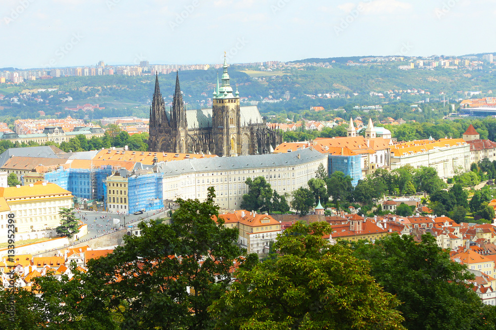 Beautiful View On Prague In Czech Republic From Petrin Lookout Tower
