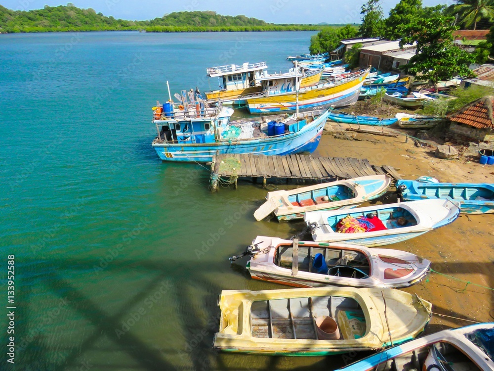 Beautiful Fishing Boats in the Lagoon near Pulmoddai, Trincomalee, Sri Lanka