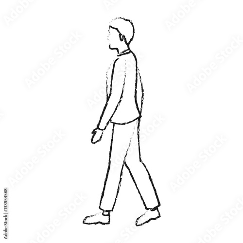 Fototapeta Naklejka Na Ścianę i Meble -  man walking cartoon icon over white background. vector illustration