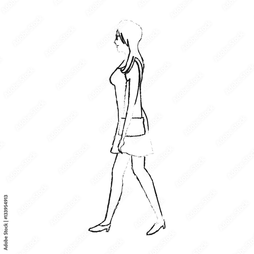 woman walking cartoon icon over white background. vector illustration